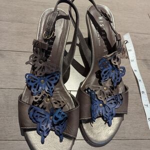 Blue and Brown Sandals with Butterfly Accents Hispanitas 8.5 Made In Spain